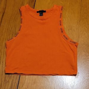 Forever 21 Bright Orange Text Strap Crop Top